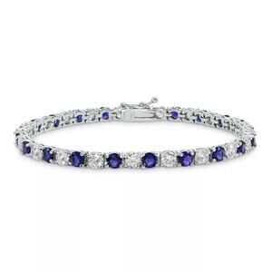 MACY'S Cubic Zirconia Blue Tennis Bracelet in Sterling Silver $320 new